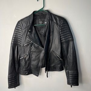 Woman's Zara Faux Black Leather Biker Style Jacket  Size Med